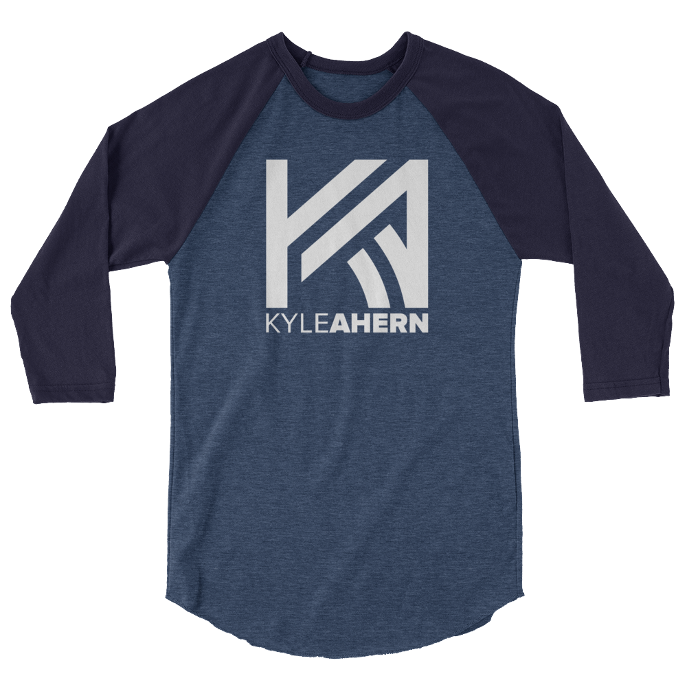 Kyle Ahern - White Large Logo 3/4 sleeve raglan shirt