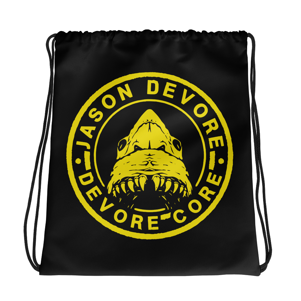 Jason DeVore - DeVore Core Yellow Shark Logo Drawstring bag