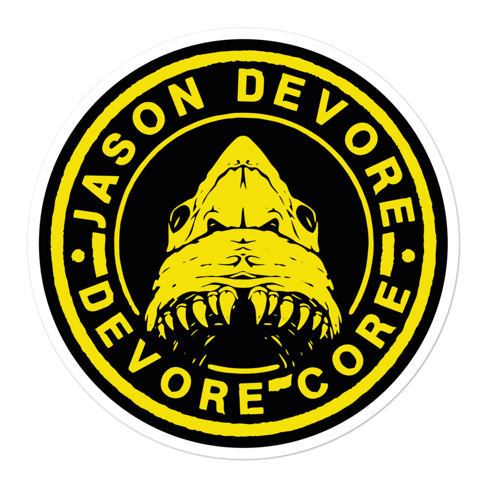 Jason DeVore - DeVore Core Yellow Shark Logo Bubble-free stickers