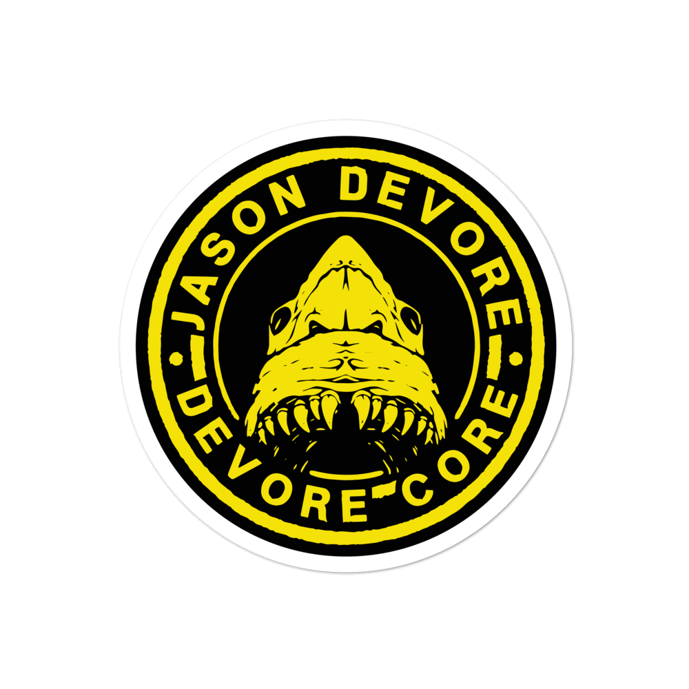 Jason DeVore - DeVore Core Yellow Shark Logo Bubble-free stickers