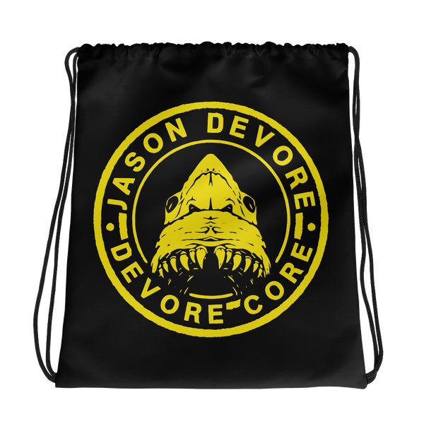 Jason DeVore - DeVore Core Yellow Shark Logo Drawstring bag
