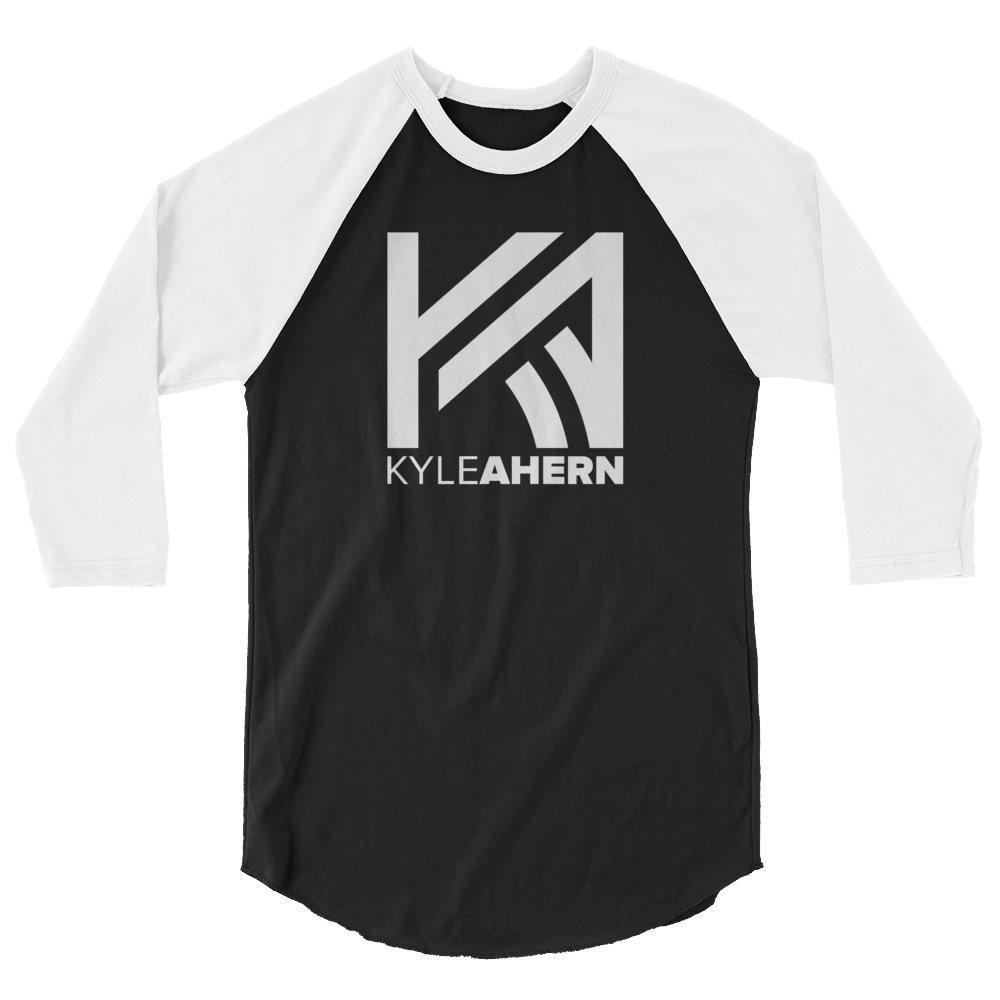 Kyle Ahern - White Large Logo 3/4 sleeve raglan shirt